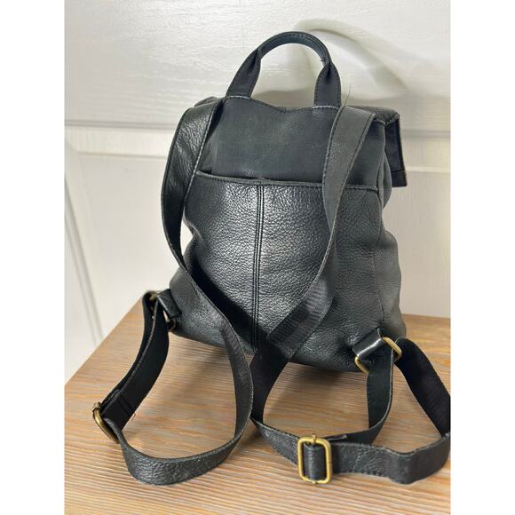 American Leather Company Bag Black Genuine Leather Preppy School Backpack - Picture 5 of 12